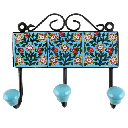 Forest Green Leaf Ceramic Tile Hook